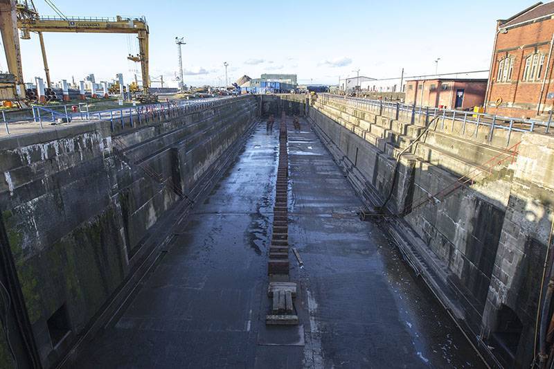 Empty Imperial Dry Dock at Forth Ports Leith